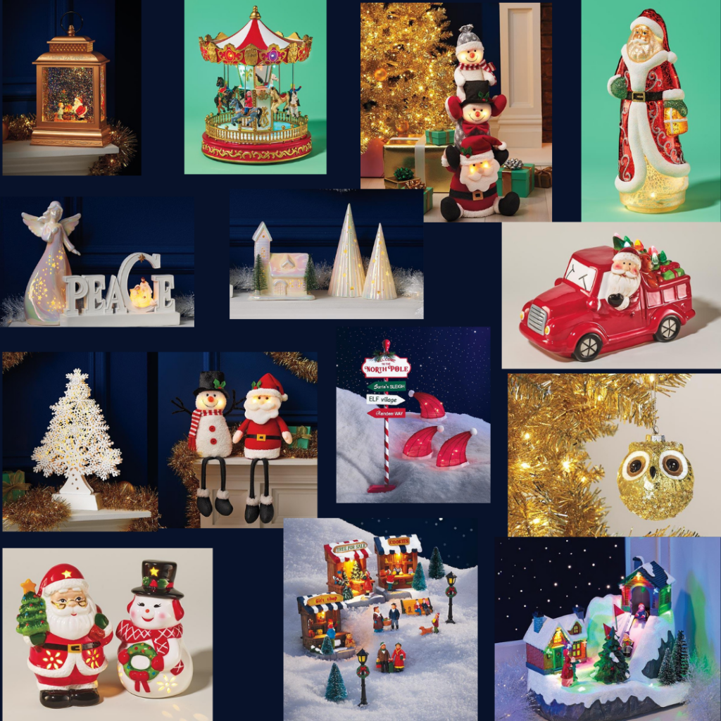 collage with many holiday decor pieces