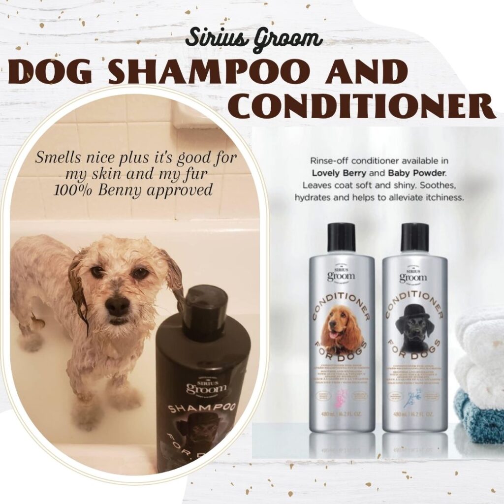 Sirius Groom Dog Shampoo and Conditioner, dog in bathtub