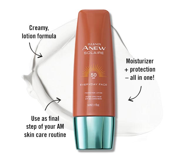 Isa Knox Anew Solaire Everyday Face Protection Lotion
Creamy, lotion formula
Use as final step of your AM skin care routine
Moisturizer + protection - all in one!