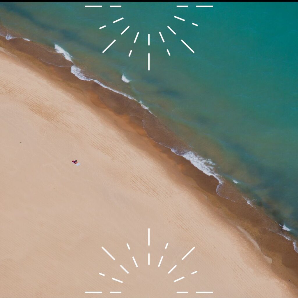 sand and water with rays from top and bottom