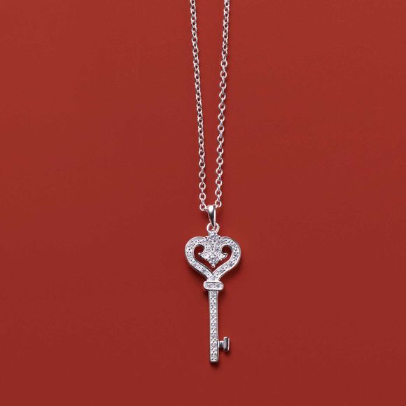 sterling silver heart key neckace