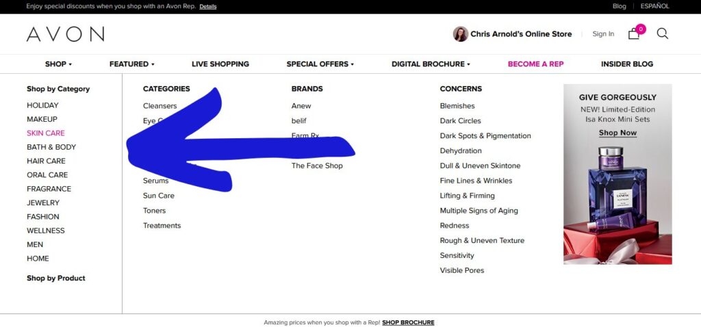 filtering for vegan products on Avon.com
