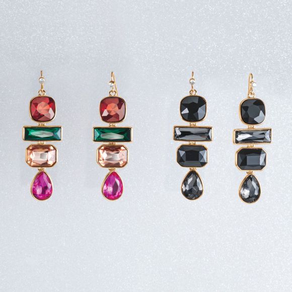 jewel tone drop earrings 1