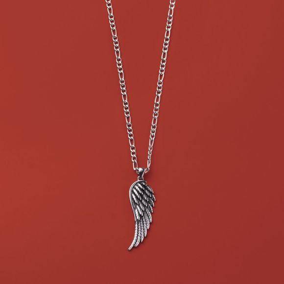 mens stainless steel angelic necklace