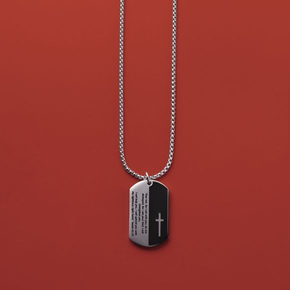 mens stainless steel guardian necklace