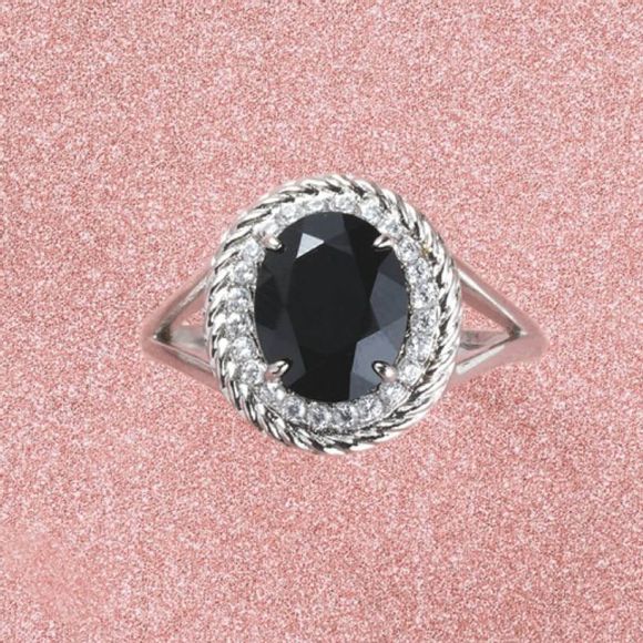 stainless steel faceted onyx ring