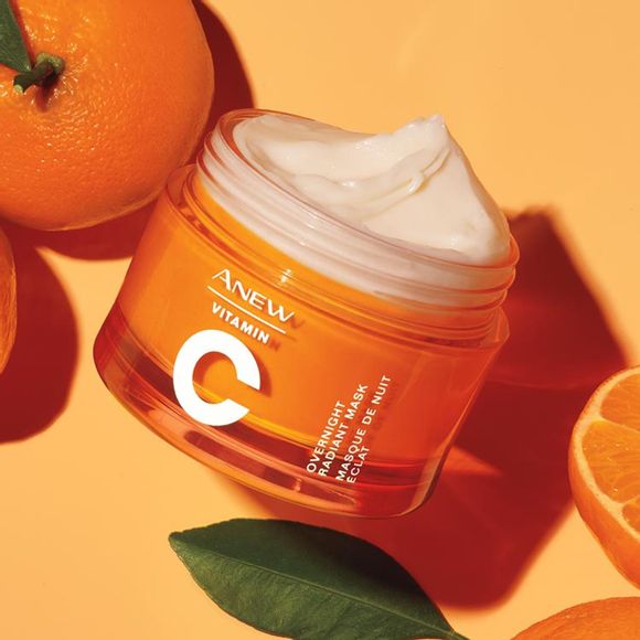 no text

picture of open jar of Anew Vitamin C Overnight Radiant Mask with whole and partial oranges